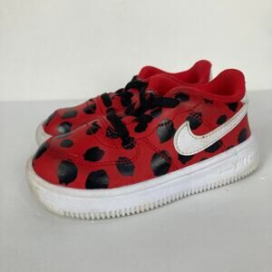 Nike Force 1 Toddler Shoes Lady Bugs Red Black White DC8203-600 Size 8C